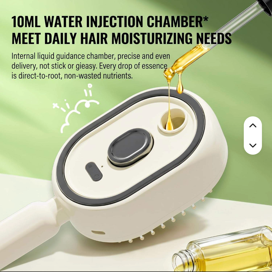 Electric steam hairbrush, air cushion massage brush with mist spray