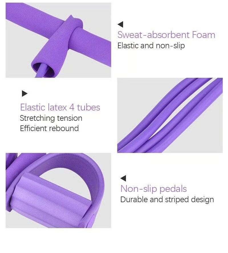 21 Fitness Resistance Bands Set - 4 Tube Pedal Ankle Puller for Legs & Glutes Workout