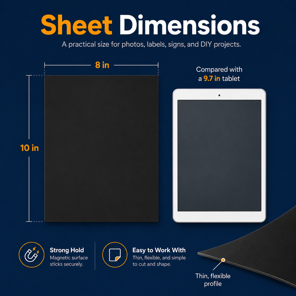 12-Pack Self-Adhesive Magnetic Sheets – 8 × 10 Inch