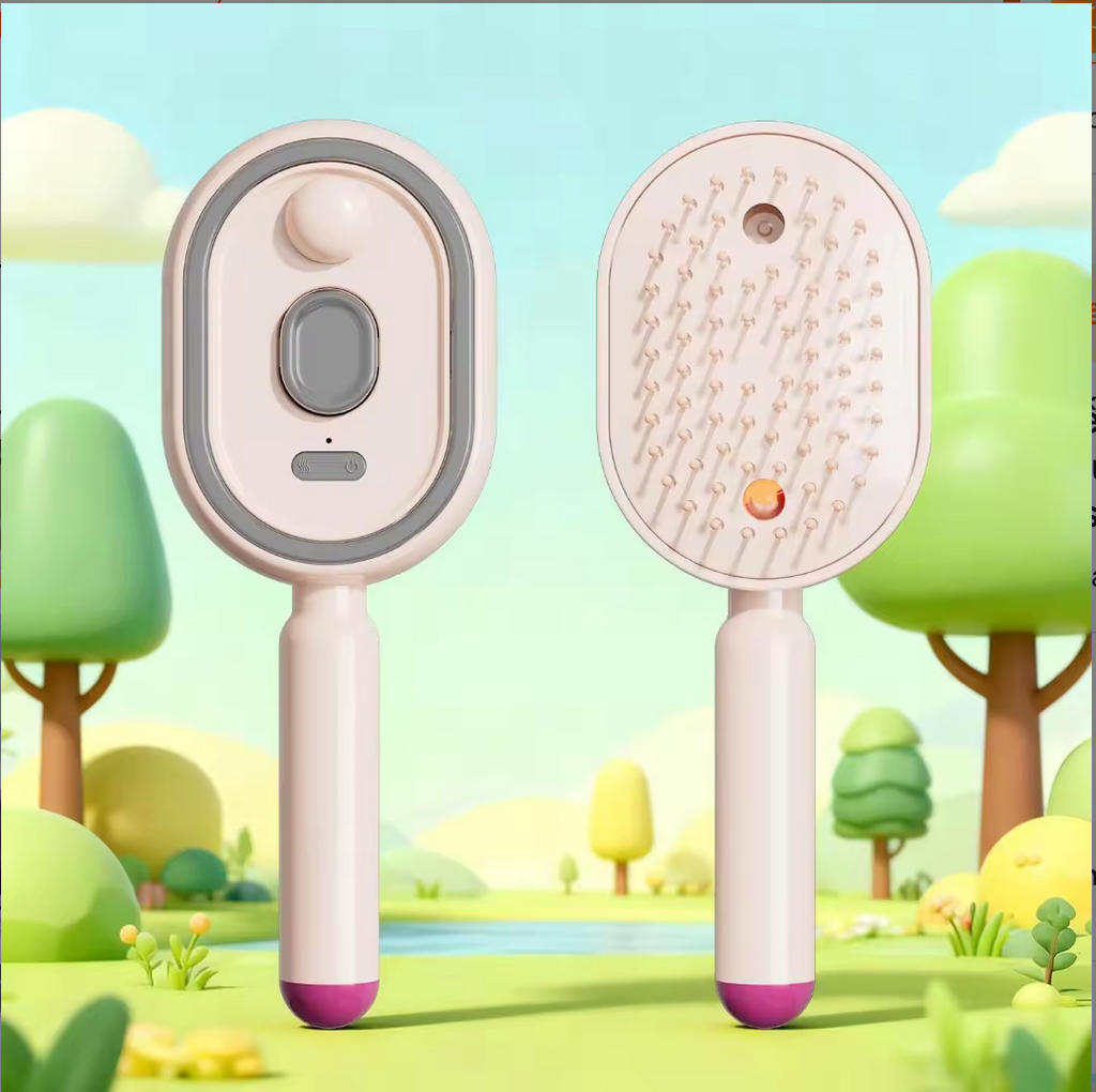 Electric steam hairbrush, air cushion massage brush with mist spray