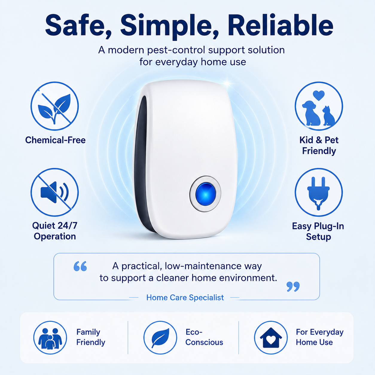 White ABS US Plug Adapter – Durable Compact Power Connector
