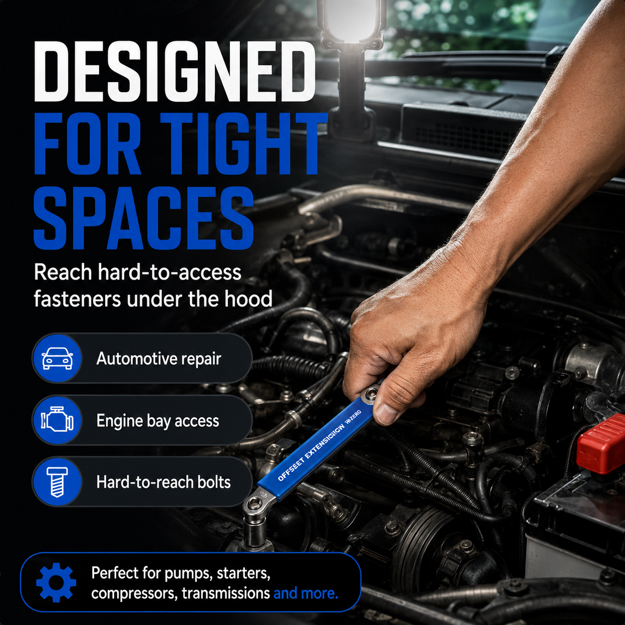 Offset Extension Wrench Set for Tight Spaces