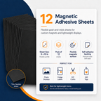 12-Pack Self-Adhesive Magnetic Sheets – 8 × 10 Inch
