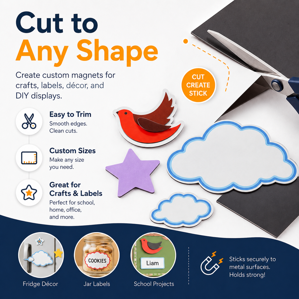 12-Pack Self-Adhesive Magnetic Sheets – 8 × 10 Inch
