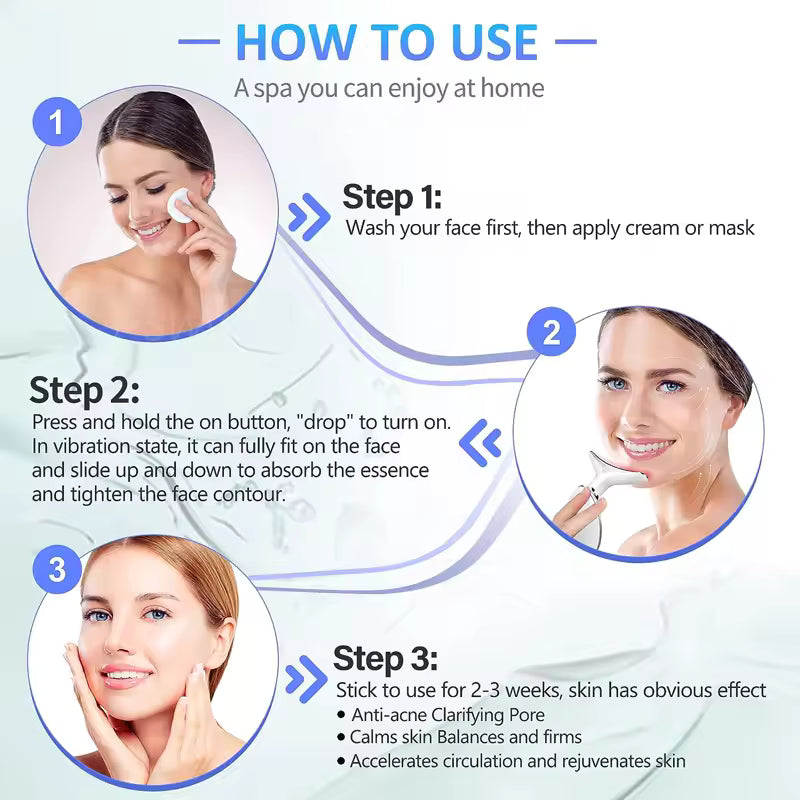 Anti Wrinkle Face Massager – Neck & Face Sculpting Device with EMS, Red/Blue/Green Light Therapy & Warm Vibration