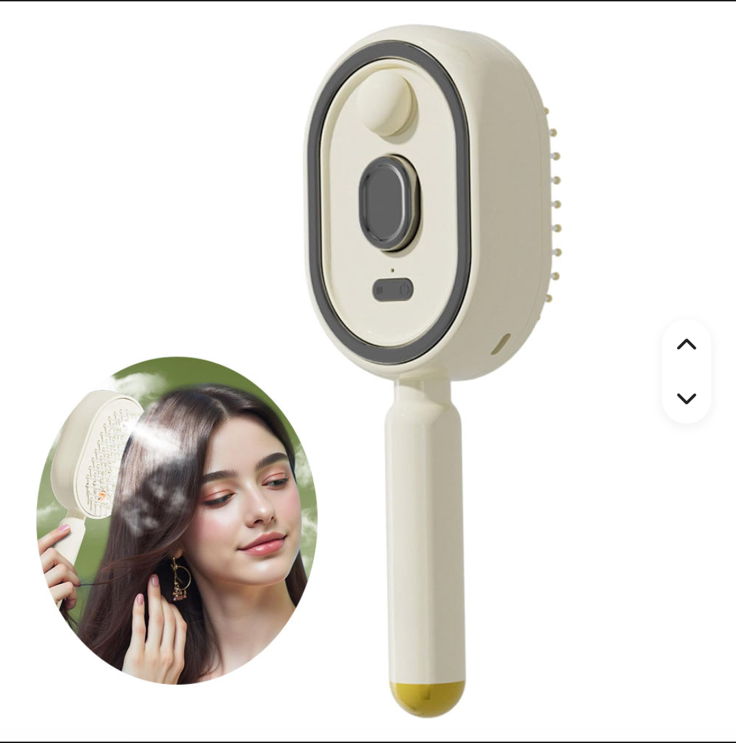 Electric steam hairbrush, air cushion massage brush with mist spray